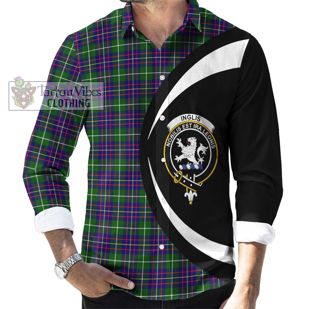 Inglis Tartan Long Sleeve Button Up with Family Crest Circle Style - Tartan Vibes Clothing