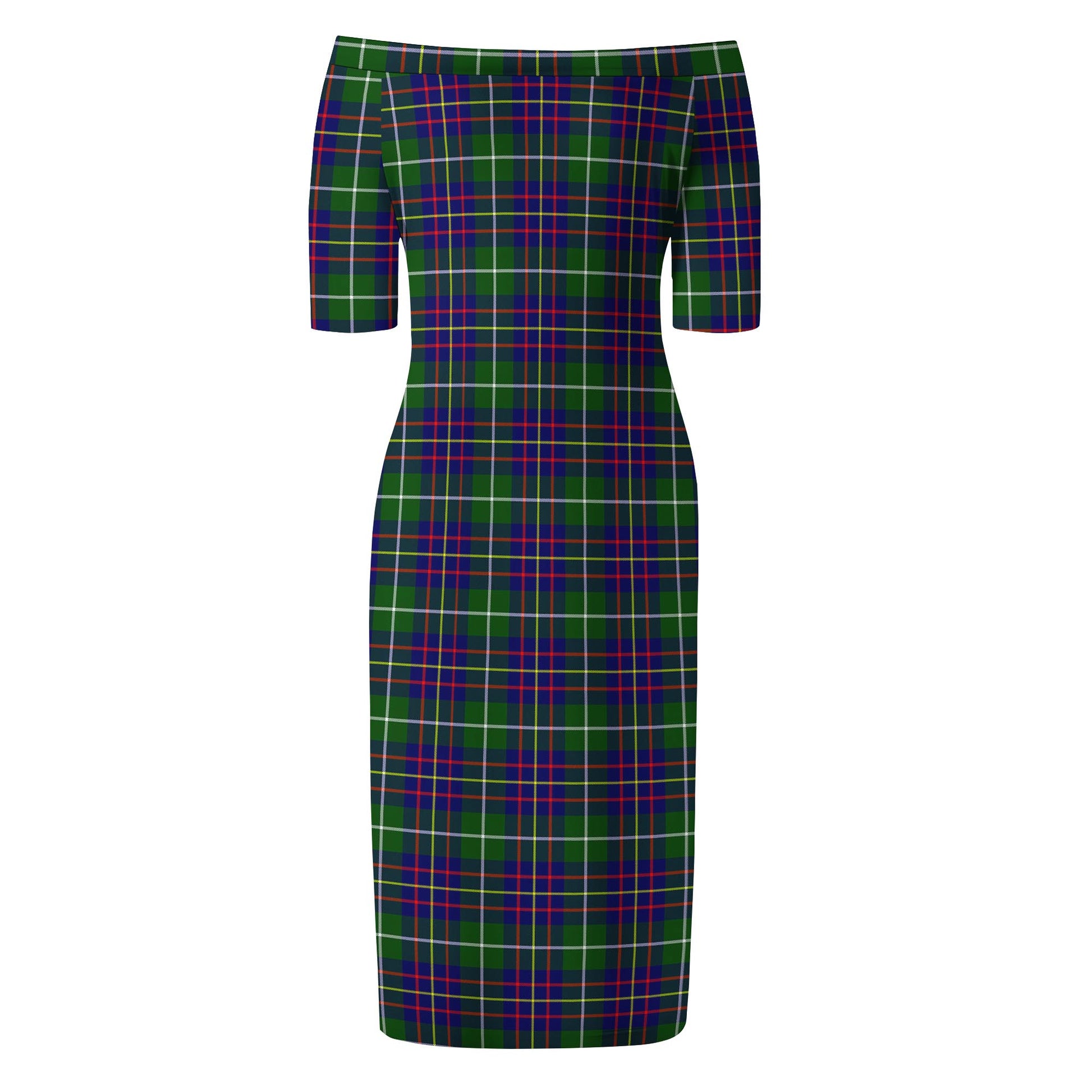 Inglis Modern Tartan Off Shoulder Lady Dress - Tartanvibesclothing