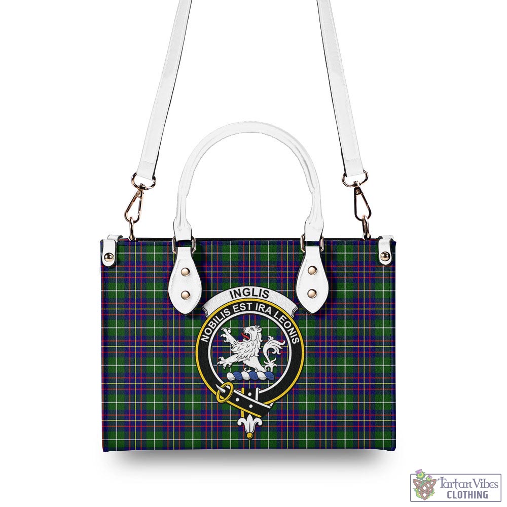 Tartan Vibes Clothing Inglis Modern Tartan Luxury Leather Handbags with Family Crest