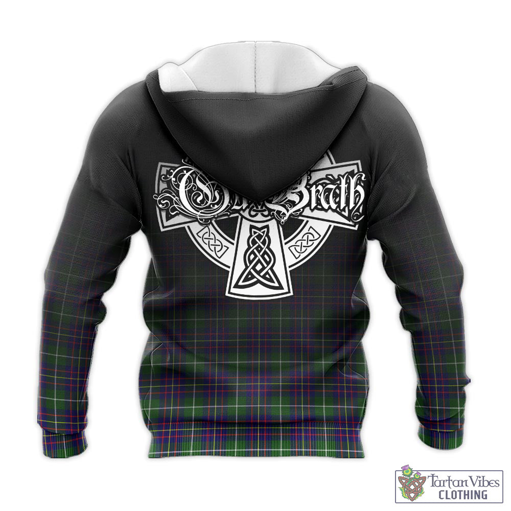 Tartan Vibes Clothing Inglis Modern Tartan Knitted Hoodie Featuring Alba Gu Brath Family Crest Celtic Inspired