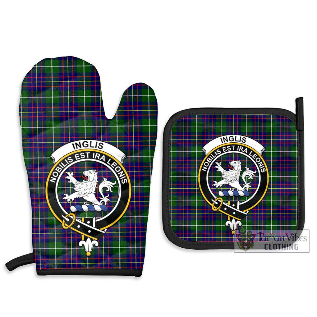 Inglis Tartan Combo Oven Mitt & Pot-Holder with Family Crest Combo 1 Oven Mitt & 2 Pot-Holder Black - Tartan Vibes Clothing