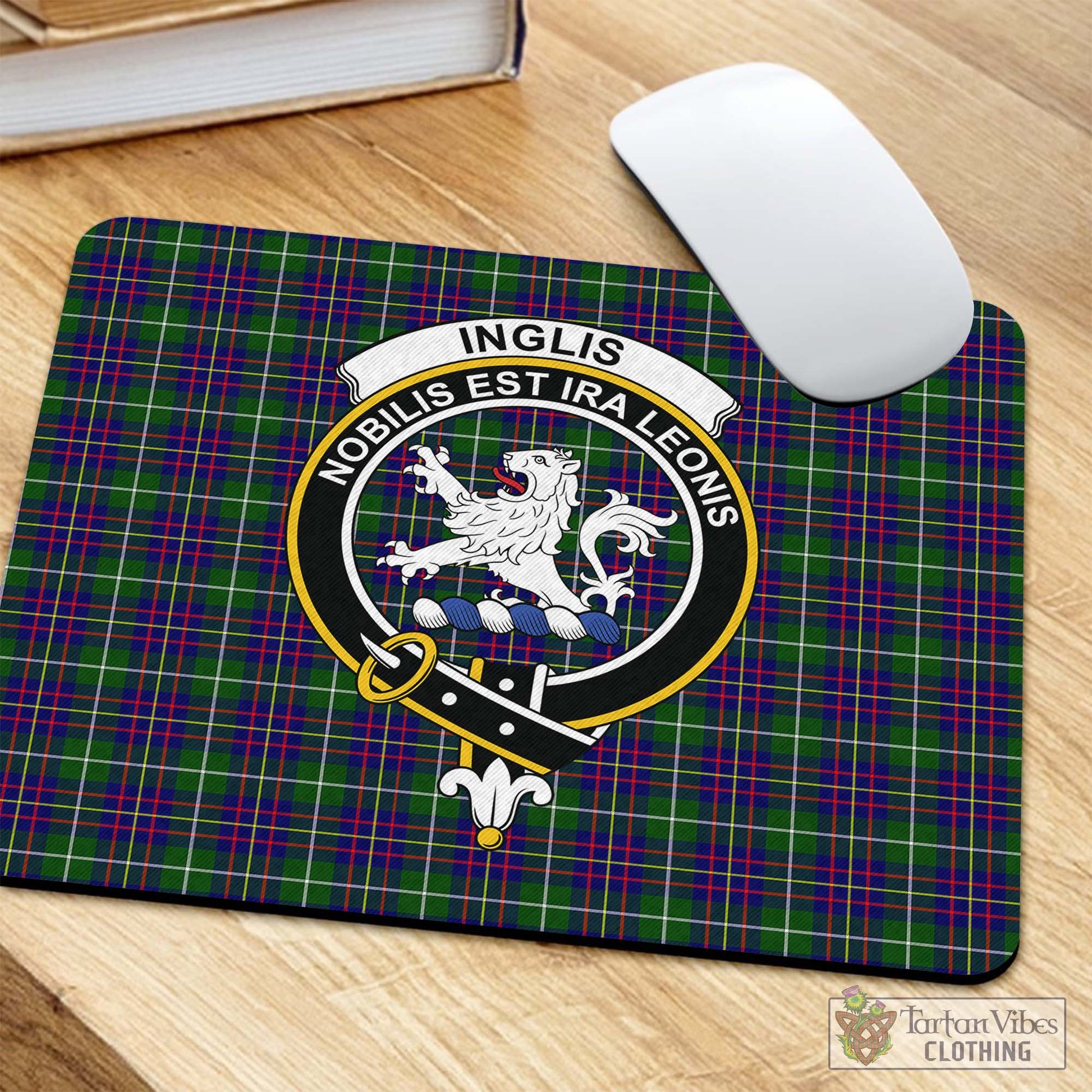 Tartan Vibes Clothing Inglis Modern Tartan Mouse Pad with Family Crest