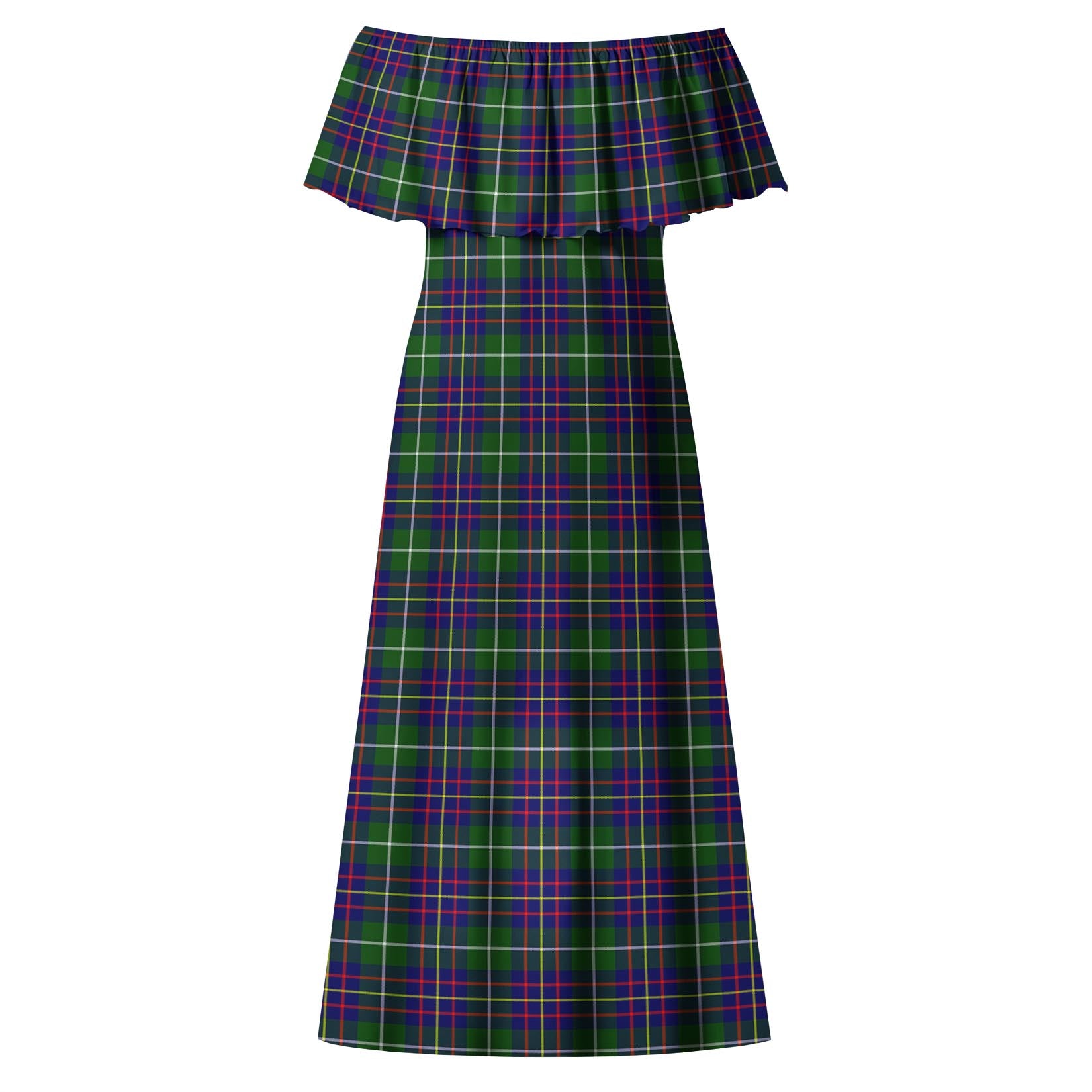 Inglis Modern Tartan Off Shoulder Long Dress - Tartanvibesclothing