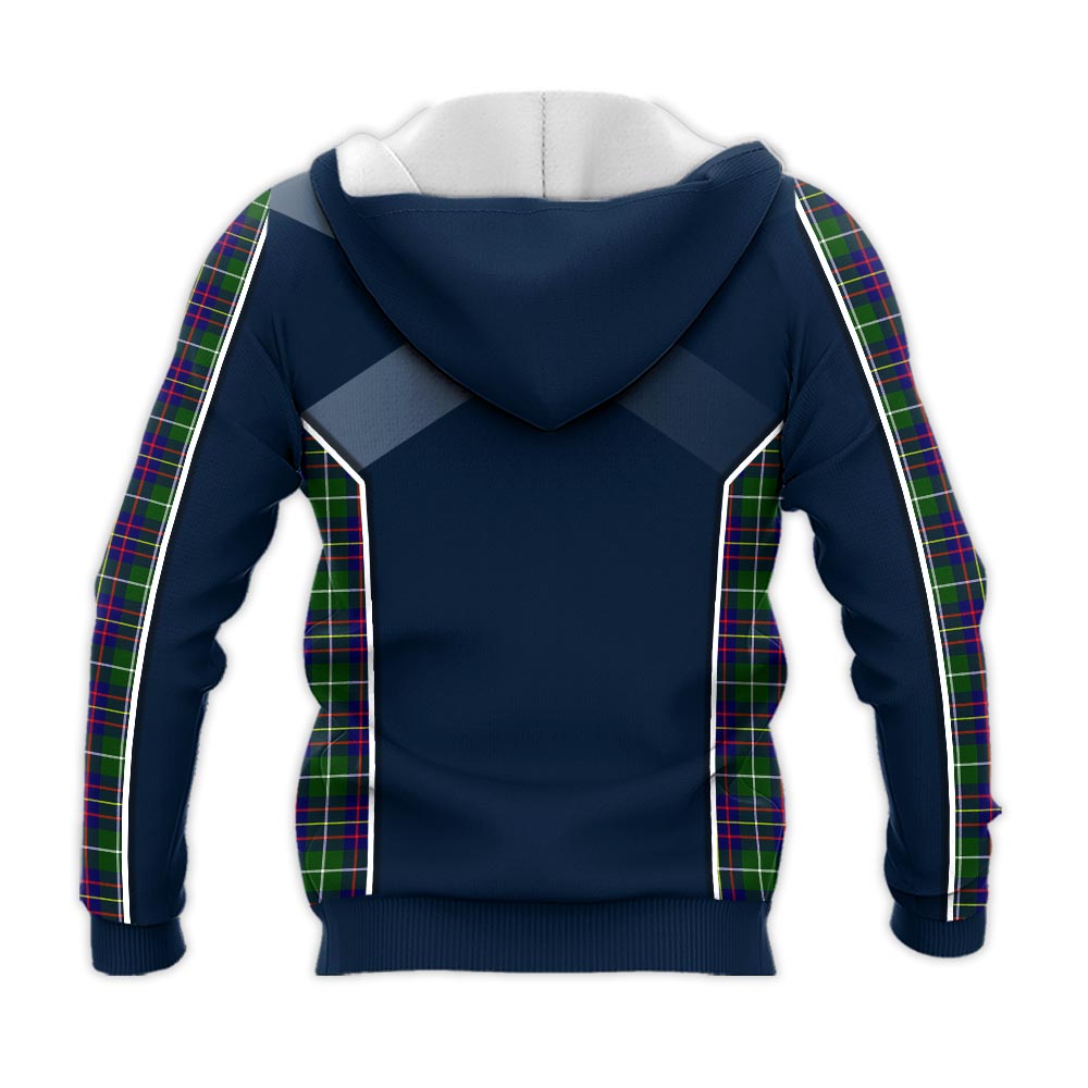 Tartan Vibes Clothing Inglis Modern Tartan Knitted Hoodie with Family Crest and Scottish Thistle Vibes Sport Style