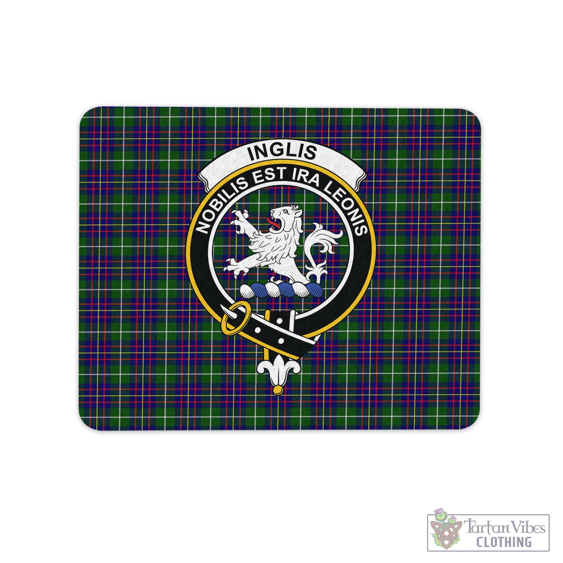 Tartan Vibes Clothing Inglis Modern Tartan Mouse Pad with Family Crest