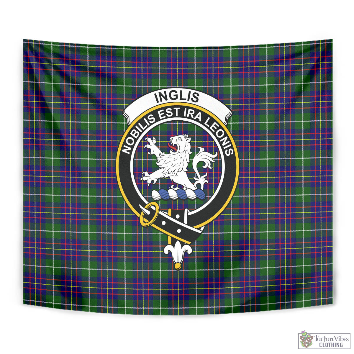 Tartan Vibes Clothing Inglis Modern Tartan Tapestry Wall Hanging and Home Decor for Room with Family Crest