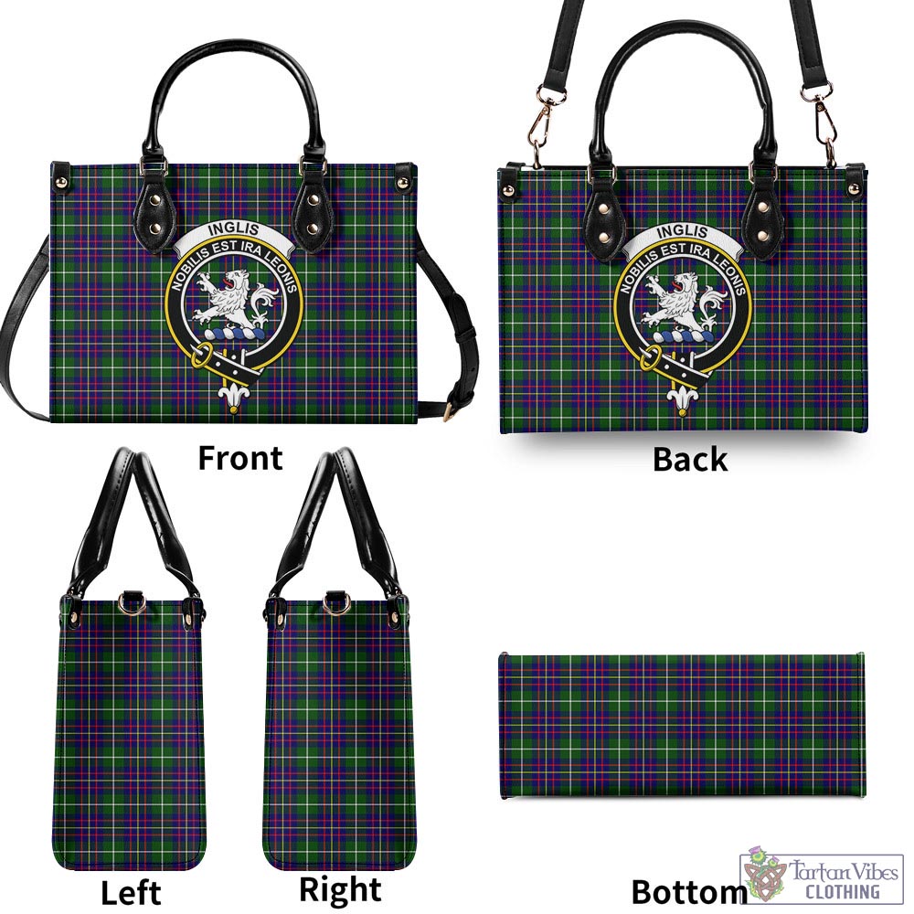 Tartan Vibes Clothing Inglis Modern Tartan Luxury Leather Handbags with Family Crest