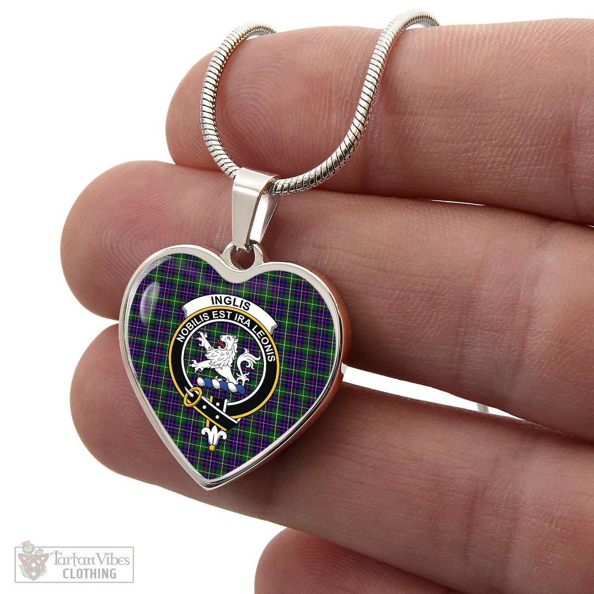 Inglis Tartan Heart Necklace with Family Crest - Tartan Vibes Clothing