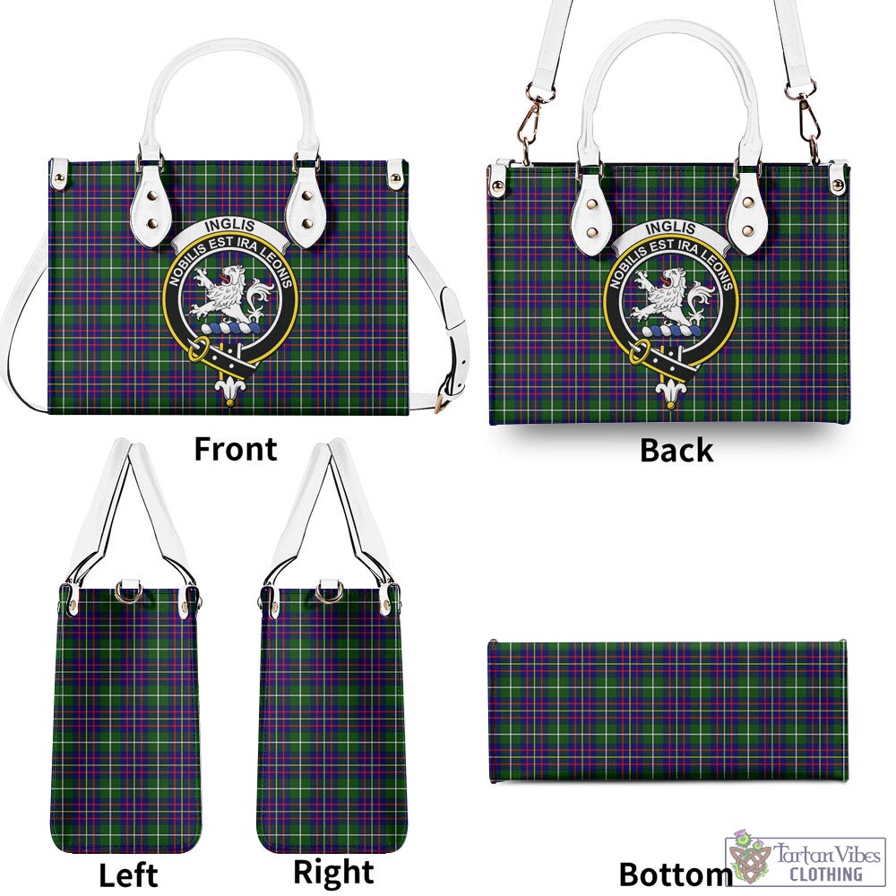 Tartan Vibes Clothing Inglis Modern Tartan Luxury Leather Handbags with Family Crest