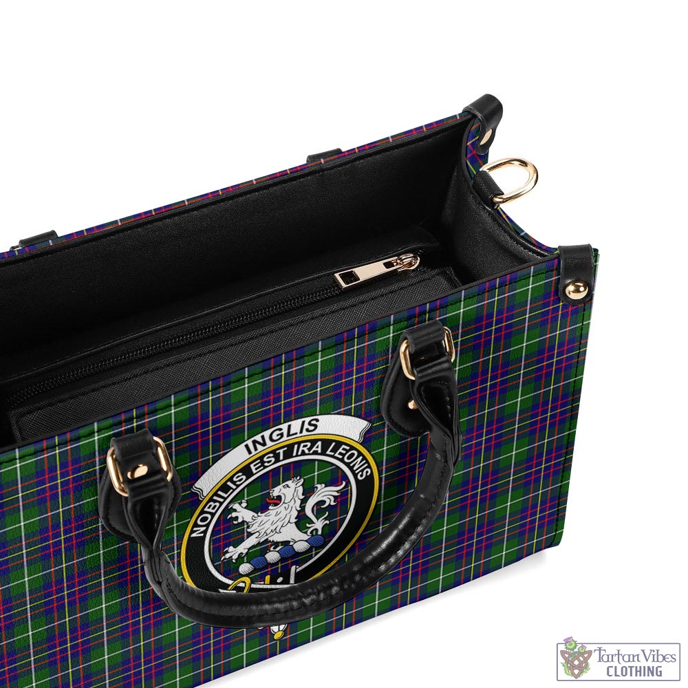 Tartan Vibes Clothing Inglis Modern Tartan Luxury Leather Handbags with Family Crest