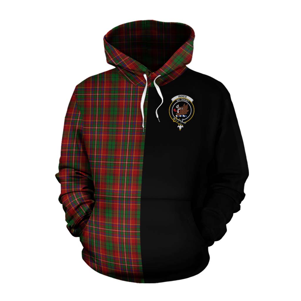 Tartan Vibes Clothing Innes Tartan Cotton Hoodie with Family Crest and Half Of Me Style