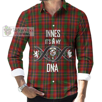 Innes Tartan Long Sleeve Button Shirt with Family Crest DNA In Me Style