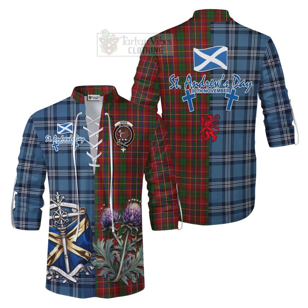 Tartan Vibes Clothing Innes Tartan Ghillie Kilt Shirt Happy St. Andrew's Day Half Tartan Style