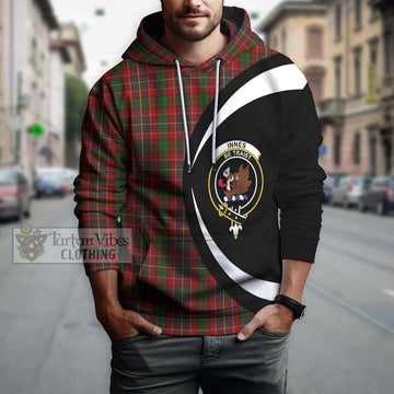 Innes Tartan Hoodie with Family Crest Circle Style