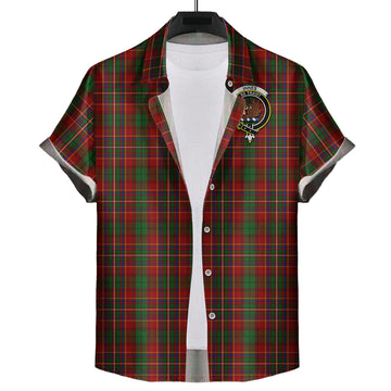 Innes Tartan Short Sleeve Button Down Shirt with Family Crest