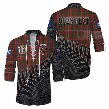 Innes Crest Tartan Ghillie Kilt Shirt with New Zealand Silver Fern Half Style