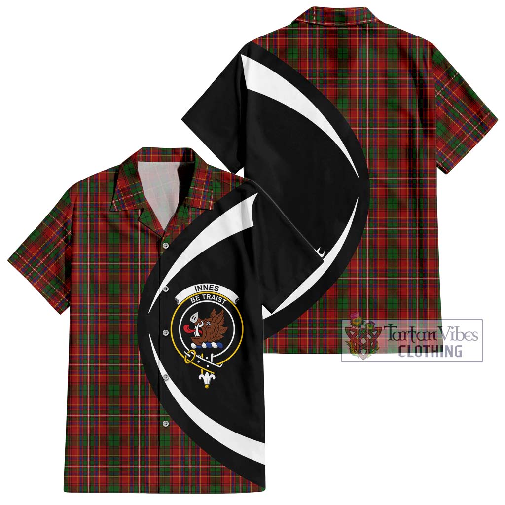 Innes Tartan Short Sleeve Button Up with Family Crest Circle Style Kid - Tartan Vibes Clothing