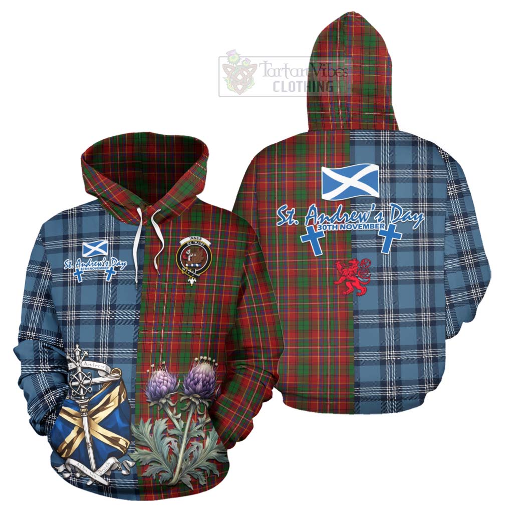 Tartan Vibes Clothing Innes Tartan Hoodie Happy St. Andrew's Day Half Tartan Style