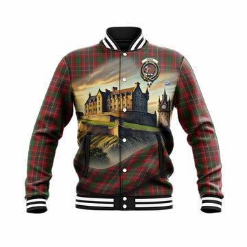 Innes Tartan Family Crest Baseball Jacket with Scottish Ancient Castle Style Unisex - Tartan Vibes Clothing