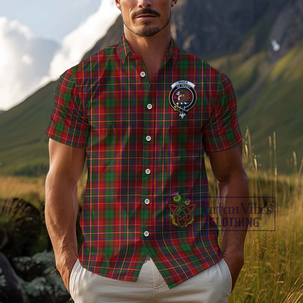 Innes Tartan Cotton Hawaiian Shirt with Family Crest Kid - Tartan Vibes Clothing