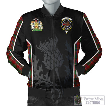 Innes Tartan Bomber Jacket with Family Crest and Scottish Thistle Vibes Sport Style