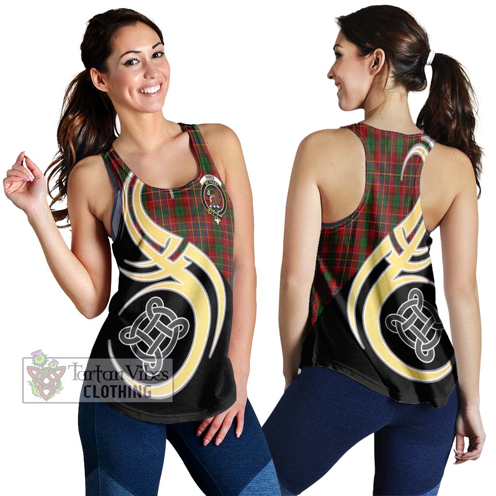 Innes Tartan Women's Racerback Tanks with Family Crest and Celtic Symbol Style 4XL - Tartan Vibes Clothing