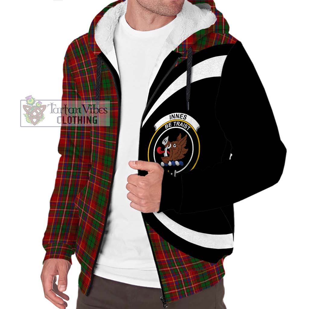 Innes Tartan Sherpa Hoodie with Family Crest Circle Style Unisex S - Tartan Vibes Clothing