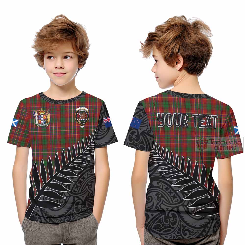 Tartan Vibes Clothing Innes Crest Tartan Kid T-Shirt with New Zealand Silver Fern Half Style