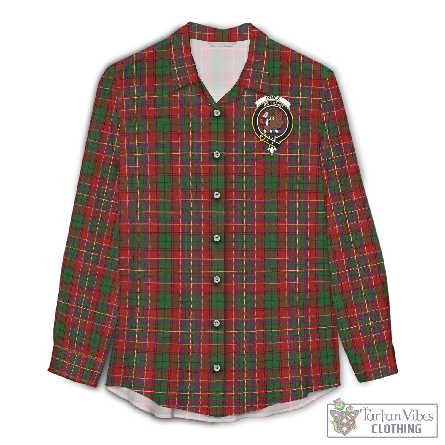 Tartan Vibes Clothing Innes Tartan Womens Casual Shirt with Family Crest