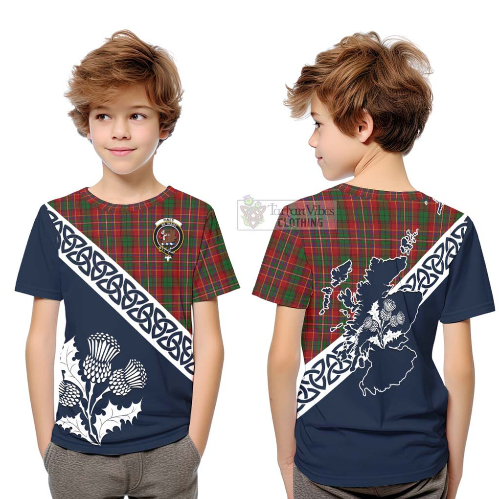 Tartan Vibes Clothing Innes Tartan Kid T-Shirt Featuring Thistle and Scotland Map