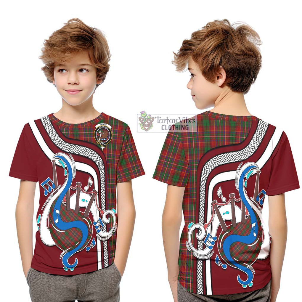 Tartan Vibes Clothing Innes Tartan Kid T-Shirt with Epic Bagpipe Style