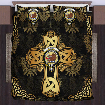 Innes Clan Bedding Sets Gold Thistle Celtic Style