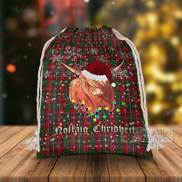 Innes Tartan Christmas Santa's Bag with Highland Cow