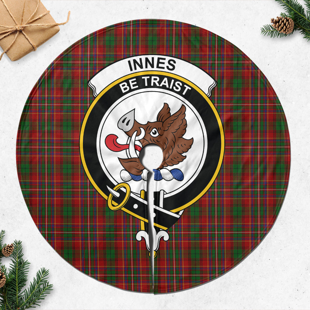 Innes Tartan Christmas Tree Skirt with Family Crest - Tartanvibesclothing