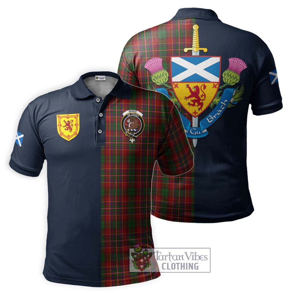 Innes Tartan Polo Shirt Alba with Scottish Lion Royal Arm Half Style Kid - Tartan Vibes Clothing