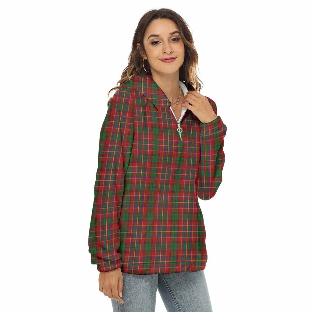 Tartan Vibes Clothing Innes Tartan Women's Borg  Half Zip Fleece Hoodie