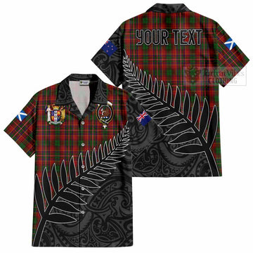 Innes Crest Tartan Short Sleeve Button Shirt with New Zealand Silver Fern Half Style