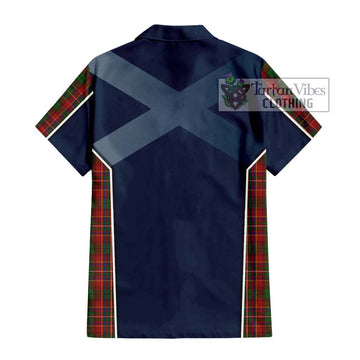 Innes Tartan Short Sleeve Button Shirt with Family Crest and Lion Rampant Vibes Sport Style