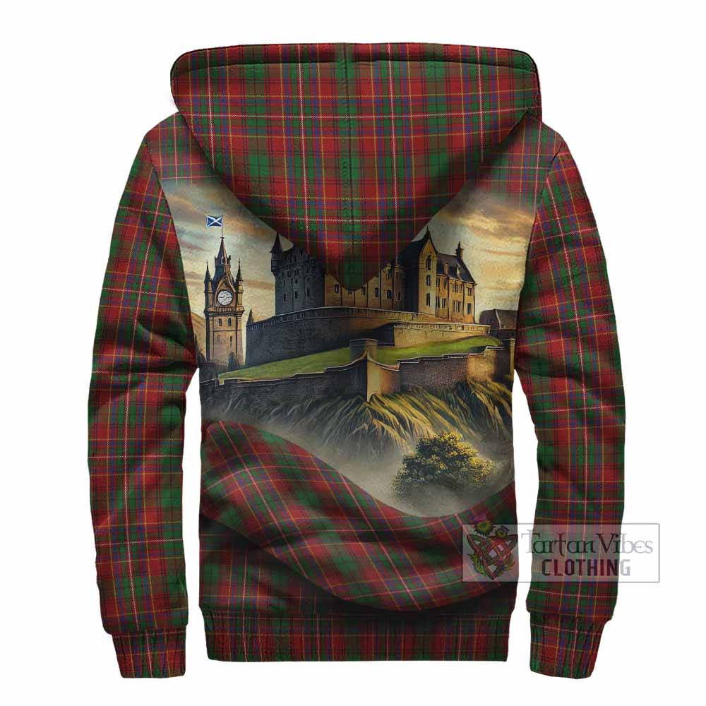 Innes Tartan Family Crest Sherpa Hoodie with Scottish Ancient Castle Style - Tartan Vibes Clothing