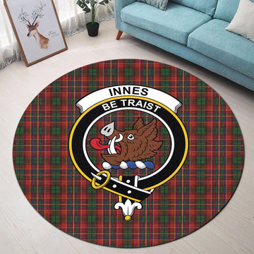 Innes Tartan Round Rug with Family Crest