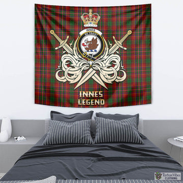 Innes Tartan Tapestry with Clan Crest and the Golden Sword of Courageous Legacy