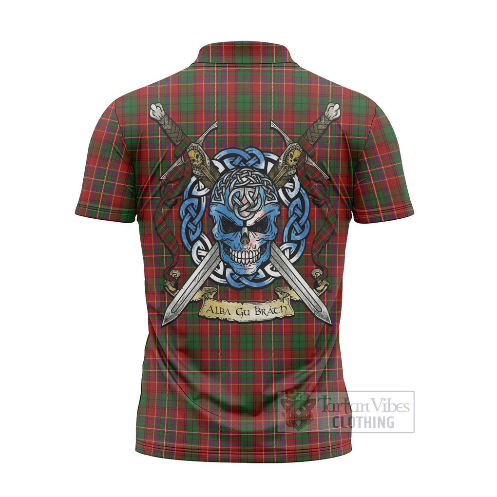 Tartan Vibes Clothing Innes Tartan Zipper Polo Shirt with Family Crest Celtic Skull Style