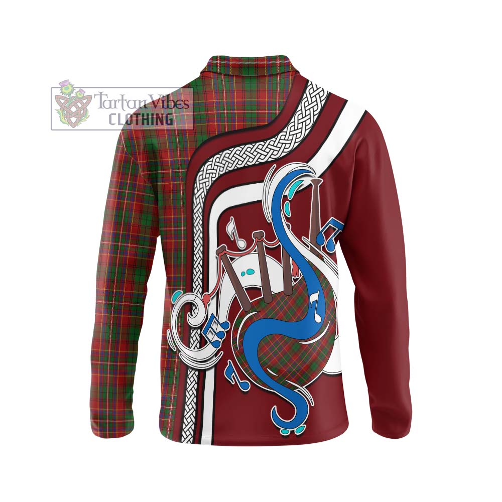 Tartan Vibes Clothing Innes Tartan Long Sleeve Polo Shirt with Epic Bagpipe Style