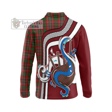 Innes Tartan Long Sleeve Polo Shirt with Epic Bagpipe Style