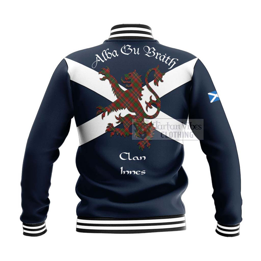 Innes Tartan Lion Rampant Baseball Jacket Proudly Display Your Heritage with Alba Gu Brath and Clan Name - Tartan Vibes Clothing