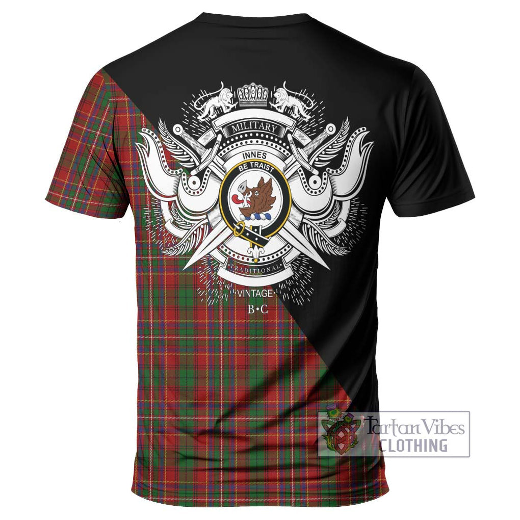 Innes Tartan T-Shirt with Family Crest and Military Logo Style - Tartanvibesclothing Shop