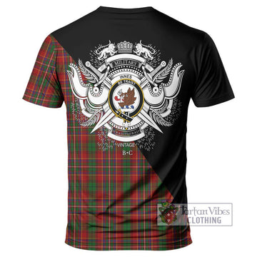 Innes Tartan T-Shirt with Family Crest and Military Logo Style