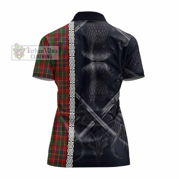 Innes Tartan Women's Polo Shirt with Family Crest Cross Sword Thistle Celtic Vibes