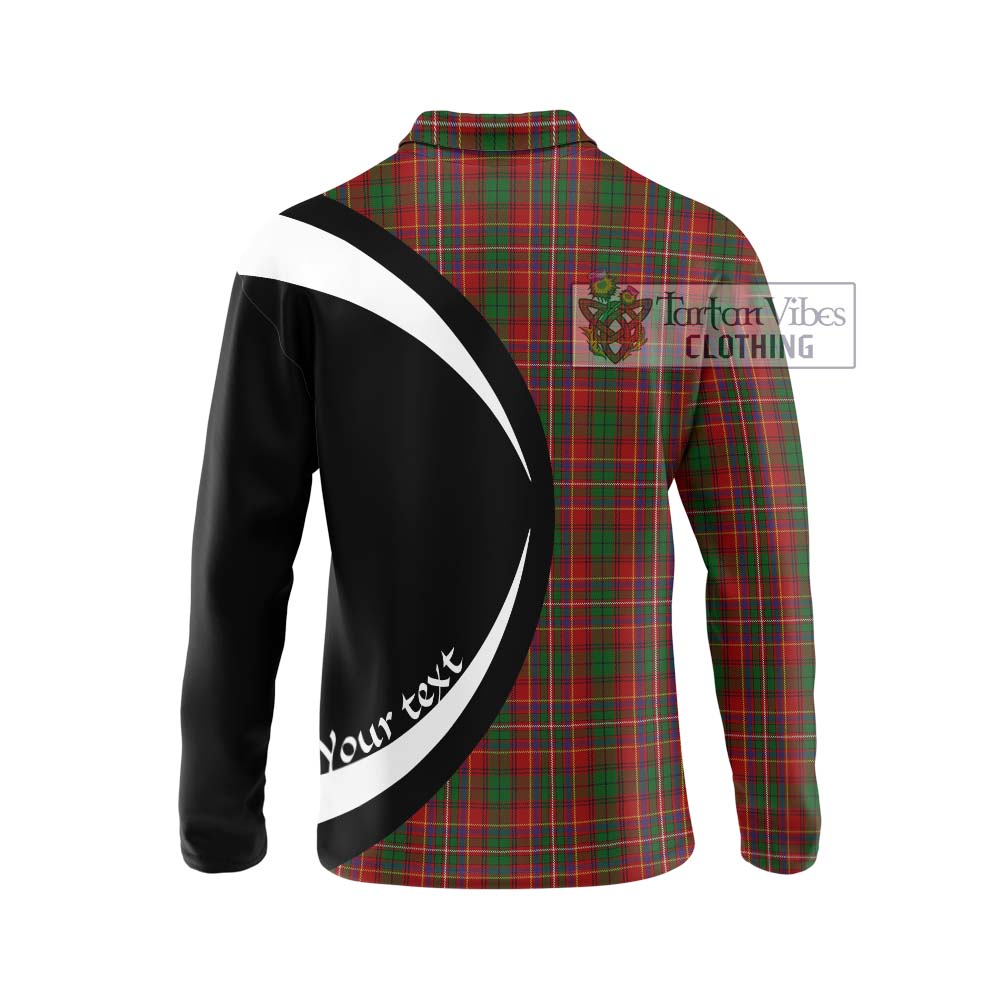 Innes Tartan Long Sleeve Polo Shirt with Family Crest Circle Style - Tartan Vibes Clothing