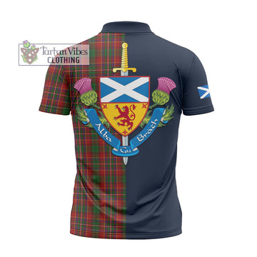 Innes Tartan Zipper Polo Shirt Alba with Scottish Lion Royal Arm Half Style